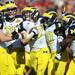 Michigan linebacker Jake Ryan celebrates after recovering a South Carolina fumble in the second quarter of the Outback Bowl at Raymond James Stadium in Tampa, Fla. on Tuesday, Jan. 1. Melanie Maxwell I AnnArbor.com